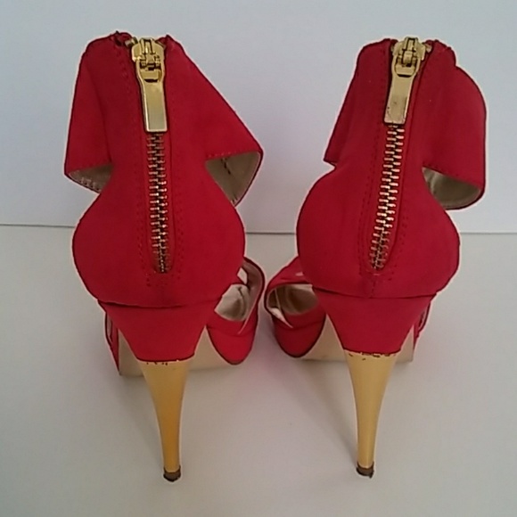 Sole Society Red Gold Valerie High Heel Pumps Sz 6 - Picture 5 of 8